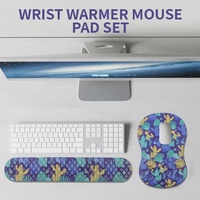 Ensemble de tapis de souris et de clavier en mousse à mémoire de forme de style marbre PORON avec repose-poignets, couleur et logo personnalisables en stock