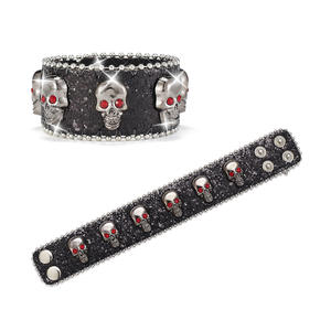 NUEVO Western Bling Hot Girl Fashion Bracelet Diamond Sequins Skull Belt Venta al por mayor BB <span class=keywords><strong>Simon</strong></span> Belt Diamond Bracelet Factory - Product Image 5