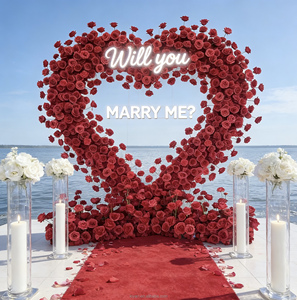 Arco a Forma di Cuore <span class=keywords><strong>con</strong></span> Supporto per <span class=keywords><strong>Fiori</strong></span> Artificiali, Sfondo di Rose per Decorazione Palco Matrimoniale - Product Image 1