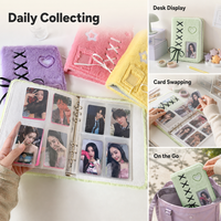 Album photo en peluche A5 Kpop avec reliure à 6 anneaux et fenêtre de présentation frontale pour cartes d'idols de 3 pouces, disponible en 4 couleurs pastel