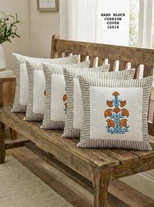 Housse de coussin en pur coton imprimée à la main avec motifs artistiques pour la décoration intérieure, disponible à prix de gros – Offre spéciale - Product Image 3