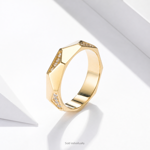 แหวนเพทายเหลี่ยมเพชรพลอย สแตนเลสสตีล ชุบทอง 14K แบบสุญญากาศ เครื่องประดับสีทอง - Product Image 1