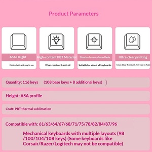 Strawberry Cream Double-Layer PBT <strong>Keyboard</strong> <strong>Cap</strong> - Translucent Material - Personalized Mechanical <strong>Keyboard</strong> Key Cover - Product Image 4