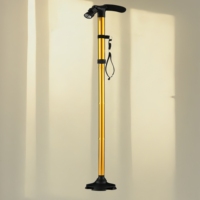 Canne de marche pliable à LED, bâton en aluminium avec poignée en T, base quadruple antidérapante réglable, béquille lumineuse pour personnes âgées, aide à la mobilité