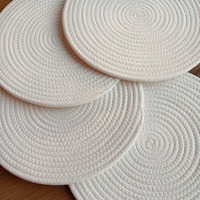 Napperons de table tissés écologiques pour Noël, résistants à la chaleur, 33 cm, noir, blanc, gris