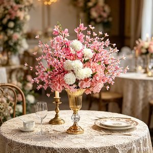 Elegante Bola de Flores <span class=keywords><strong>Artificiales</strong></span> de Seda para Boda, Moderna, con Florero de Cristal Electrochapado de Alta Calidad (35cm X 55cm) para Eventos en el Hogar - Product Image 4