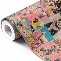 Papier cadeau décoratif pour animaux de la ferme, rouleau de papier artisanal pour emballage DIY