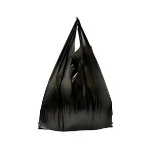 Bolsa para camisetas HuamaohengchunLarge Plain Black de 400 unidades, con relieve, 12 pulgadas x 7 pulgadas x 22 pulgadas, 17 micras, negra con asa - Product Image 1