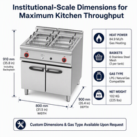 Cuisinières à gaz en acier inoxydable pour la restauration et les cuisines de restaurants, usage professionnel, cuisinière à pâtes au gaz 22KW, armoire, garantie 1 an, 100kg