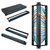 Panel de Conexiones de 24 Puertos, 1U, 19 Pulgadas, para Montaje en Rack, Panel Keystone Vacío con Barra de Gestión de Cables, Marco de Distribución de Red sin Cables