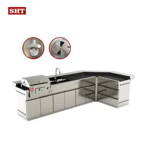 Custom outdoor kitchen 304 / 316 stainless steel charcoal grill BBQ restaurant kitchen cabinet