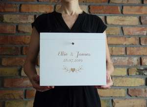 Wooden Personalized White <strong>Wedding</strong> <strong>Card</strong> <strong>Box</strong> with Slot, Engraved Greeting <strong>Cards</strong> Collection <strong>Box</strong> for <strong>Weddings</strong> Birthdays Graduations - Product Image 4