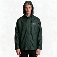 Vêtement de pluie unisexe pour adultes, léger, imperméable, en PU, avec capuche et fermeture à boutons pression, vente en gros sur mesure