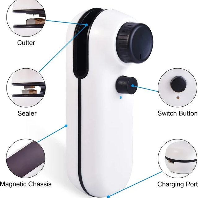 2 in 1 Mini Heat Sealer Portable Handheld Sealing Vacuum Machine USB Charging Food Snack Plastic Storage Bag Sealer Packing Bag
