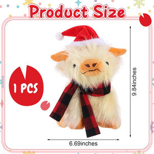 8235 Fluffy White Highland Cow Kuscheltiere Plüsch tier mit schottischem Plaid schal Weihnachts geschenke für Kinder Plüsch Hochland kuh - Product Image 2