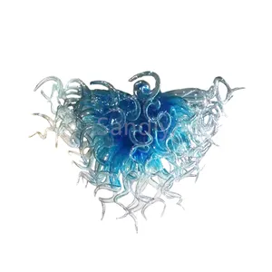 Lustre en verre de murano soufflé bleu de 80cm, éclairage de décoration de la maison, bricolage, processus amusant, style moderne