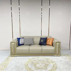 Muebles para sala de estar de lujo italiano azul terciopelo Chesterfield contemporáneo seccional sala de estar hogar sofá diseños modernos