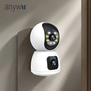 Anywii OEM P100A telecamera di sorveglianza di sicurezza domestica 4mp doppia lente visione notturna telecamera Wifi CMOS bidirezionale Audio Baby Monitor