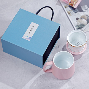 Taza de cerámica con tapa e infusor, juego de tres piezas para regalos empresariales - Product Image 4