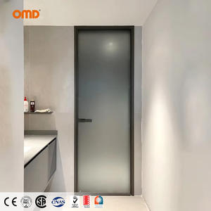 Portes battantes modernes en verre trempé dépoli, cadre en acier sur mesure pour salle de bain, toilettes, maison, avec moustiquaire en fibre de verre - Product Image 3