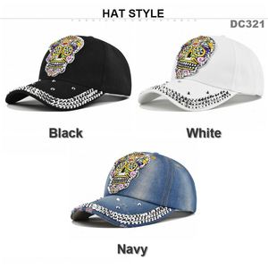 <b>Women</b> Men Curve Brim Denim Baseball <b>Caps</b> Snapback <b>Cap</b> Wholesale Bling Baseball <b>Caps</b> With Rhinestone - Product Image 5