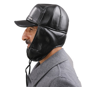 Chapeau d'hiver Lei Feng pour hommes, noir, doublé de polaire, chaud, coupe-vent, protection des oreilles, pour les personnes âgées et les pères - Product Image 4