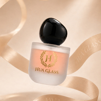 Prix d'usine, flacon de parfum givré personnalisé, 50 ml, 100 ml, flacon en verre avec étiquette privée, avec bouchon en plastique noir, luxe
