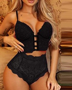 Nouvelle Lingerie Érotique Femme Sexy : Body en Dentelle Col V Brodé avec Nœud, en Spandex, Taille Plus (XL), Robe de Nuit Américaine pour Filles Mignonnes - Product Image 4