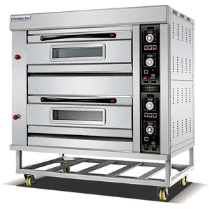 Pemanggang Roti Piza Stainless Steel, Peralatan Oven Roti 4 Nampan 2-Deck