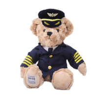 Ours en peluche pilote d'avion personnalisé, adorable jouet en peluche avec uniforme, cadeau pour enfant, ours en peluche pilote de ligne
