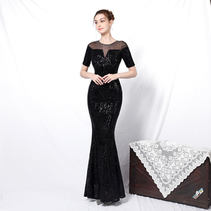 Vestido <span class=keywords><strong>de</strong></span> noche con espalda descubierta para mujer, largo, tela <span class=keywords><strong>de</strong></span> lentejuelas, barato, 18123 - Product Image 3