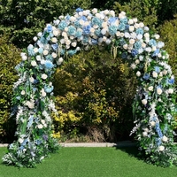 Rose en soie douce blanche et bleue avec arrangement de fleurs artificielles vertes pour arche de mariage, décoration de mariage, Thanksgiving, Nouvel An