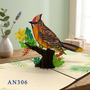 Tarjeta Pop-Up 3D de Pájaro con Diseño Personalizado Estilo Animal, Hecha a Mano en Vietnam, Hanói, para el Día de la Tierra, con Corte Láser, de las últimas tendencias en artesanía de papel. - Product Image 1