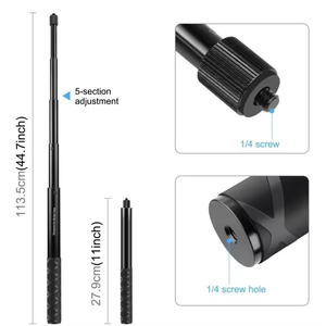 <span class=keywords><strong>Palo</strong></span> Selfie <span class=keywords><strong>Invisible</strong></span> y Soporte para Motocicleta, Poste Extensible de Aluminio para Cámaras <span class=keywords><strong>Insta360</strong></span> X6/X5 GoPro DJI Osmo Action - Product Image 2