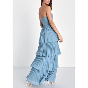 Robe de bal élégante personnalisée en satin pour femme, style décontracté d'été, épaules dénudées, sans manches, taille naturelle - Product Image 3