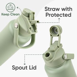<span class=keywords><strong>Gourde</strong></span> isotherme personnalisée anti-fuite avec couvercles et pailles pour le sport - Product Image 4