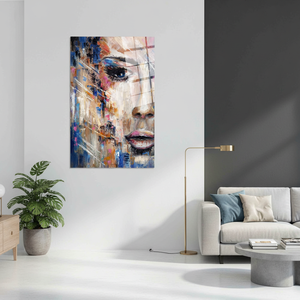 Arte Abstracto de Retrato de Mujer: Elegante Decoración de Pared en Lienzo Impreso, ARTE EN VIDRIO TEMPLADO - Product Image 3