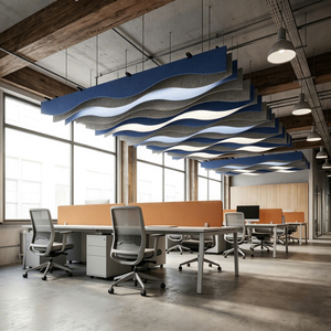 Panneau acoustique en forme de <span class=keywords><strong>vague</strong></span> pour plafond, matériau insonorisant ignifuge pour bureaux et cinémas - Product Image 4