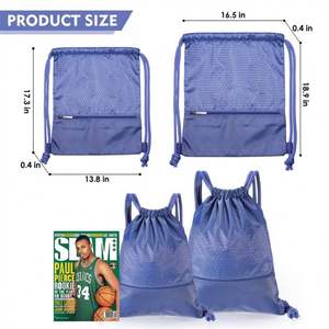 High Quality Custom Logo Wholesale Size Travel <b>Drawstring</b> Sport Polyester Foldable <b>Backpack</b> Shoes Shopping Bags Storage Clothes - Product Image 2