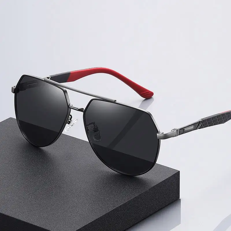 2024 most popular new style mens eye wear sunglasses sun glasses polarized metal frame spring temples double bridge sunglasses