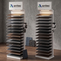 Présentoir multi-niveaux en métal pour carreaux de quartz avec éclairage LED, idéal pour usines OEM