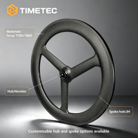 Roues de vélo de course en carbone 700C TT à trois rayons, frein à disque Center Lock, profil 65 mm, largeur 27 mm, tubeless, pour vélo de course