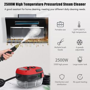 <span class=keywords><strong>Nettoyeur</strong></span> <span class=keywords><strong>Vapeur</strong></span> Portable Haute Température en Acier Inoxydable 2500W, Pression 3 Bars, Réservoir 1-1.4L, Têtes de Brosse, <span class=keywords><strong>Nettoyeur</strong></span> <span class=keywords><strong>Vapeur</strong></span> Électrique pour Voitures, Garantie 1 An - Product Image 6