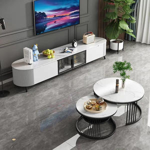 Semplice metallo bianco pietra oro lusso nordico rotondo moderno marmo tavolini da caffè centro di nidificazione tavolo per soggiorno Set casa - Product Image 5