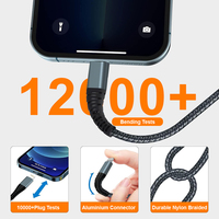 3 en 1 100W 5A Micro Fast Charger USB Type-C Câble de charge rapide avec blindage tressé pour téléphone portable/téléphone portable