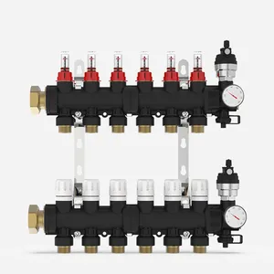 Manipol Plastik Kuningan Manifold PA66GF30 dengan Flowmeter & Bracket untuk Sistem Pemanas