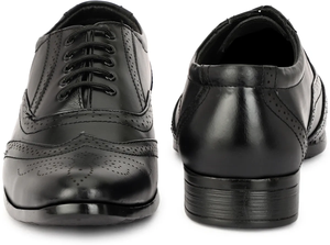 Chaussures en cuir véritable noires pour hommes, style décontracté et formel, coupe régulière, confortables, pour le travail et le quotidien - Product Image 2