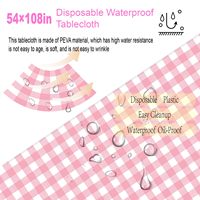 Nappes jetables en plastique imperméables à carreaux gingham rose et blanc, rectangulaires, 54x108 pouces, pour fête d'anniversaire