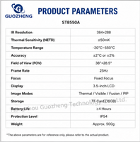 Kamera Pencitraan Termal Smart Sensor ST8550A Profesional, Imager Inframerah dengan Layar 192x192, Sensitivitas 60mK, Rentang -20°C hingga 550°C, PC