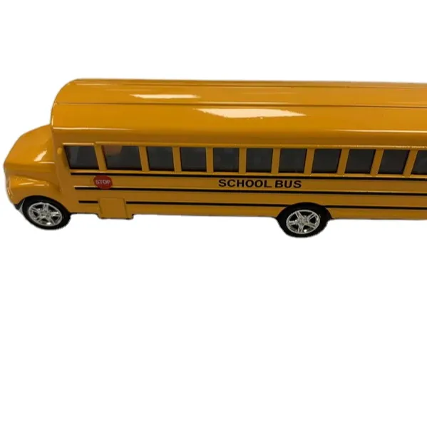 Özel Logo geri çekin oyuncak alaşım okul otobüsü dönüş gücü kapı açılış Diecast Metal Model kamyon çocuk hediyeler sürtünme araçlar